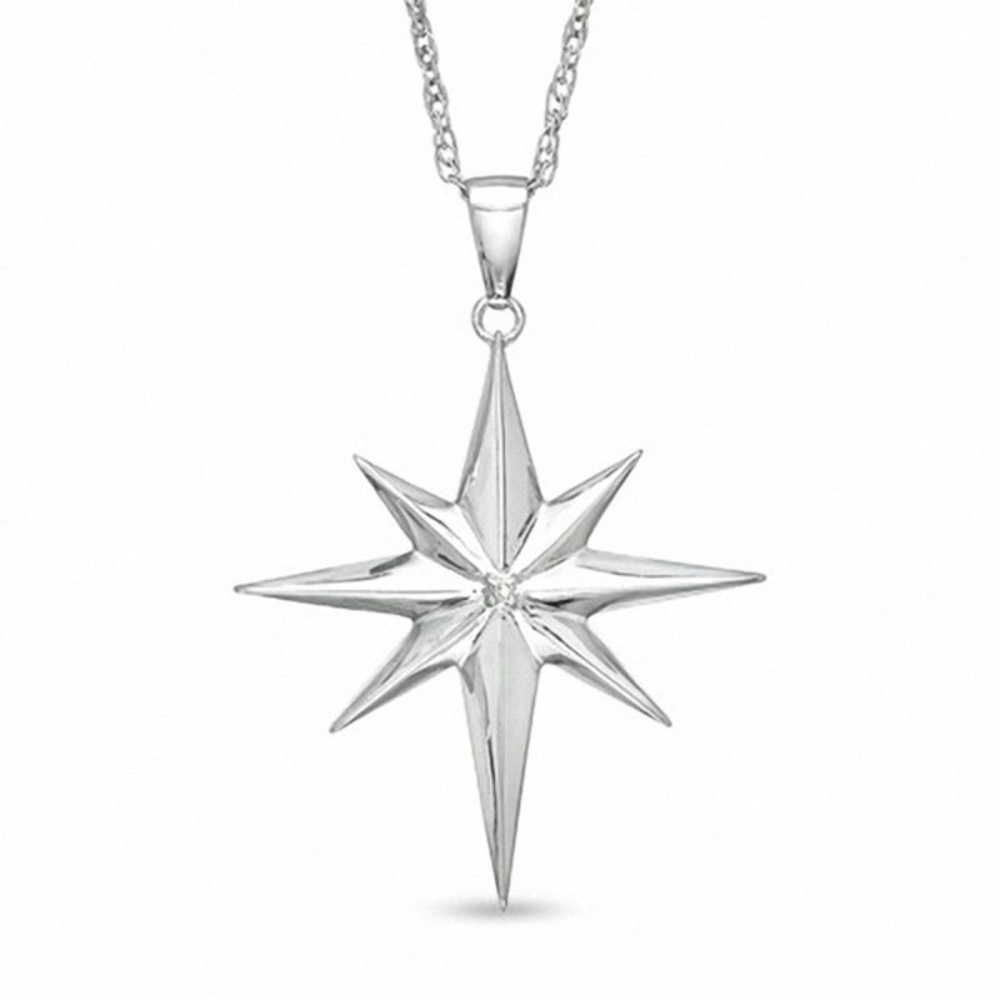 Zales Silver Starburst Pendant Necklace